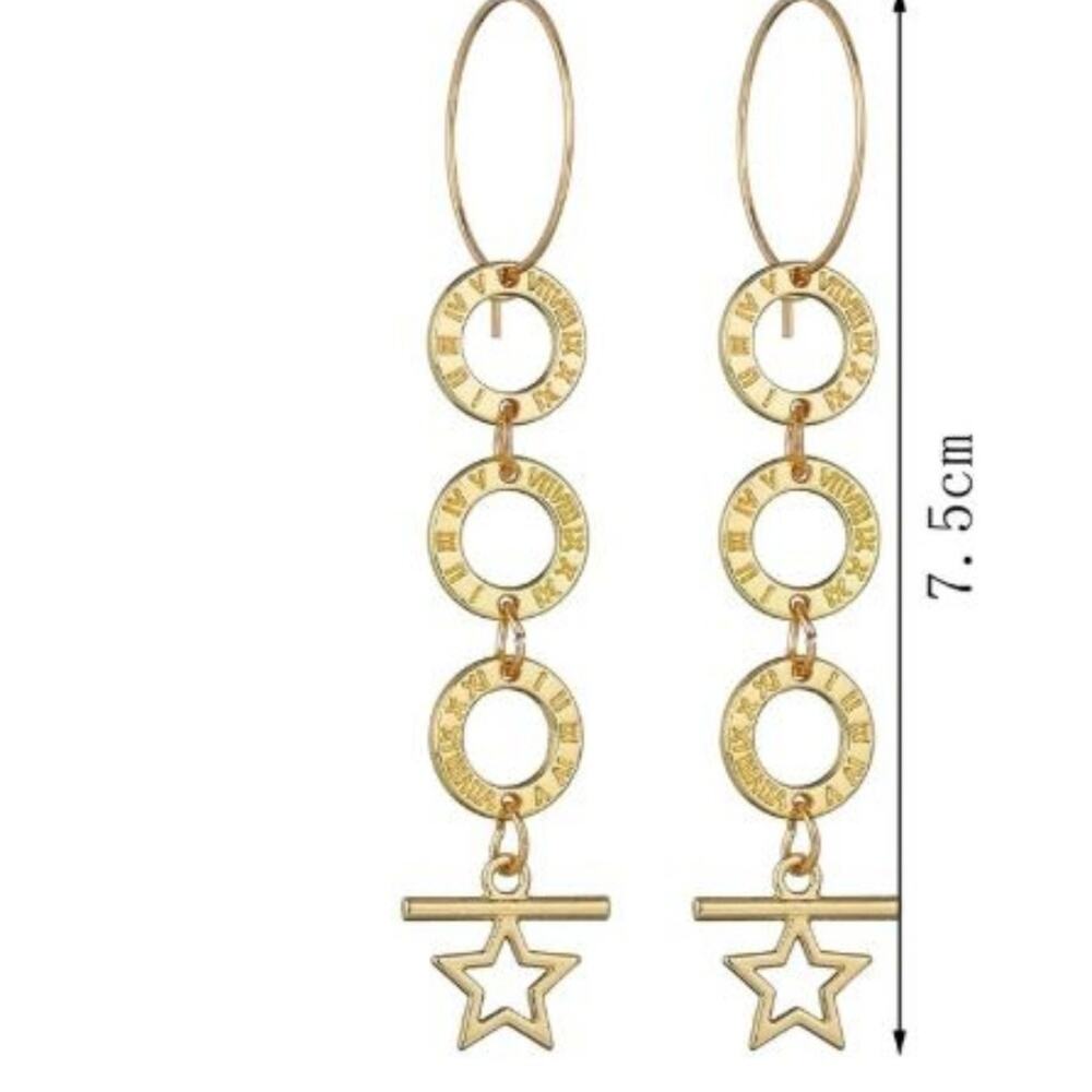 3 Circle and Star French Wire Earrings